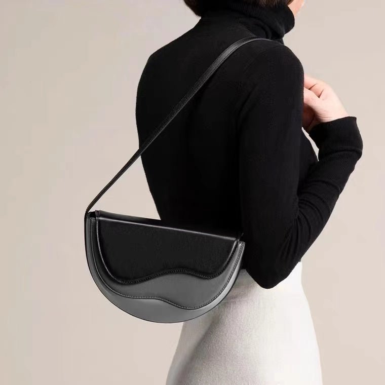 Semicircle Contrast Color Saddle Bag Shoulder Messenger Bag - Opulent Empire