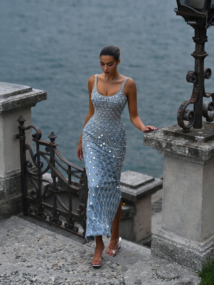 Evangeline Sharaé — Handcrafted embellished couture evening gown — Style SH12059