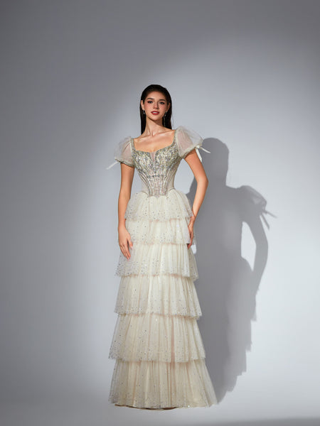 Valentina Sharaé — Handcrafted embellished couture evening gown — Style SH11607, alternate view 3