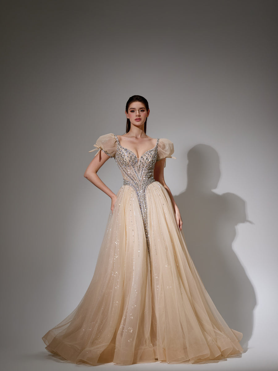 Genevieve Sharaé — Handcrafted embellished couture evening gown — Style SH11608, alternate view 3