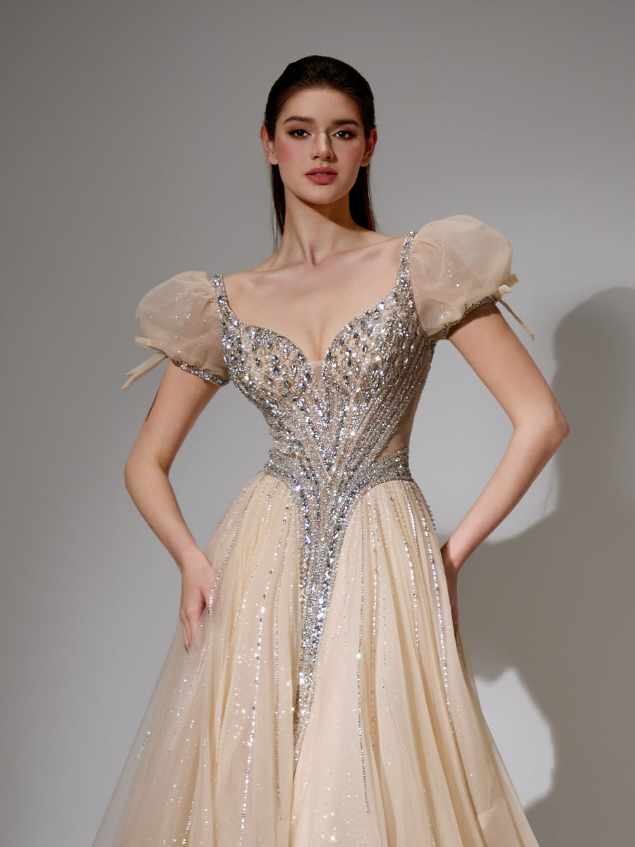 Genevieve Sharaé — Handcrafted embellished couture evening gown — Style SH11608, alternate view 4