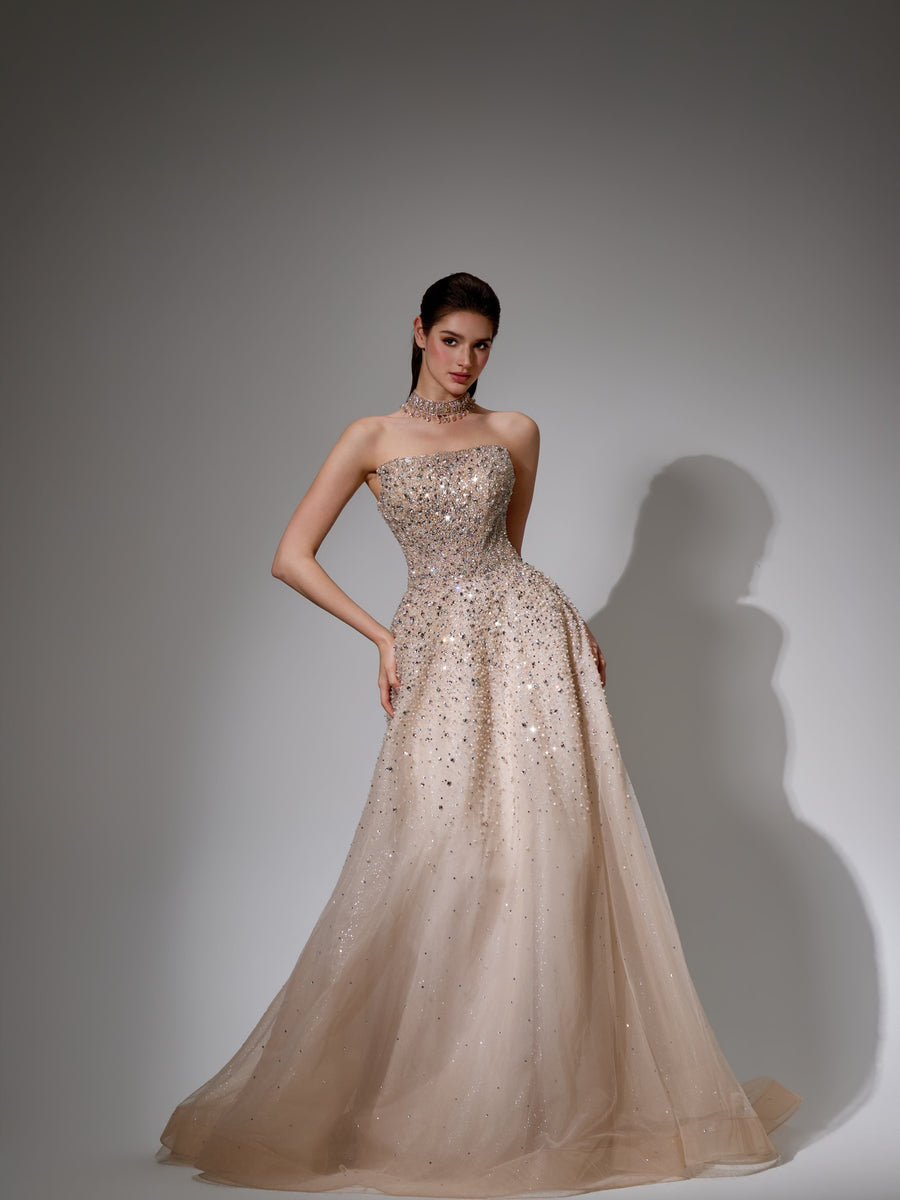 Arielle Sharaé — Handcrafted embellished couture evening gown — Style SH12020, alternate view 2