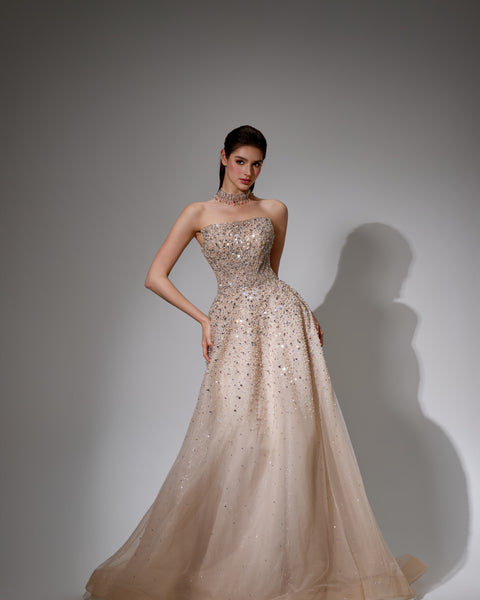Arielle Sharaé — Handcrafted embellished couture evening gown — Style SH12020, alternate view 2