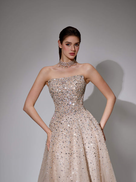 Arielle Sharaé — Handcrafted embellished couture evening gown — Style SH12020, alternate view 3