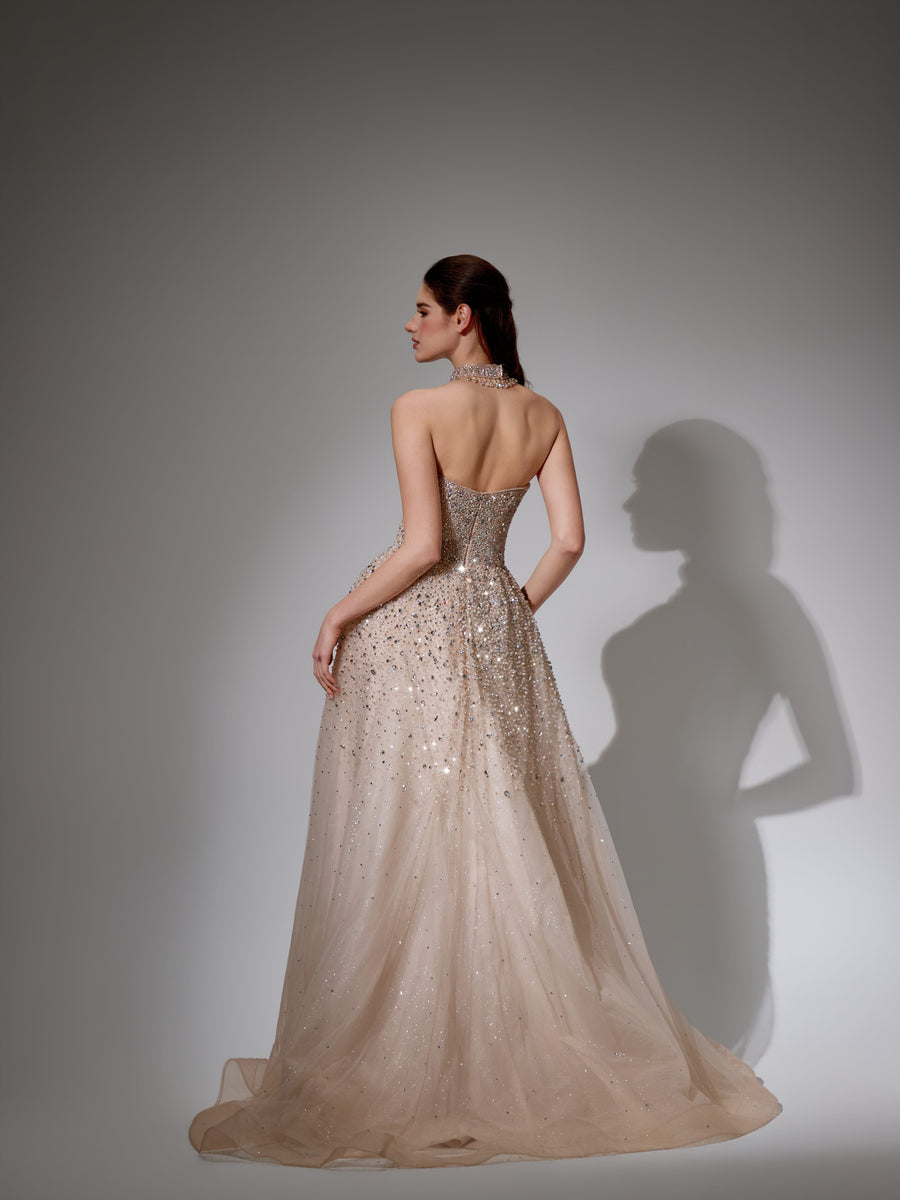Arielle Sharaé — Handcrafted embellished couture evening gown — Style SH12020, alternate view 4
