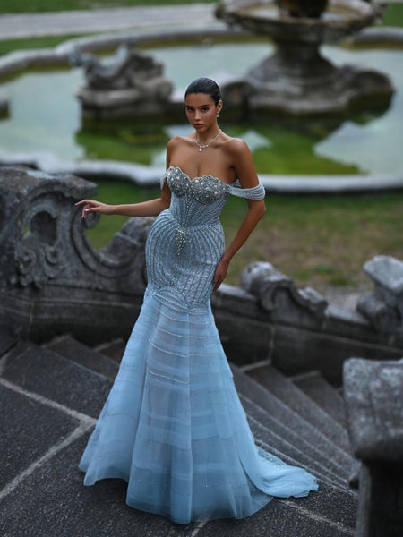 Celestia Sharaé — Handcrafted embellished couture evening gown — Style SH12043