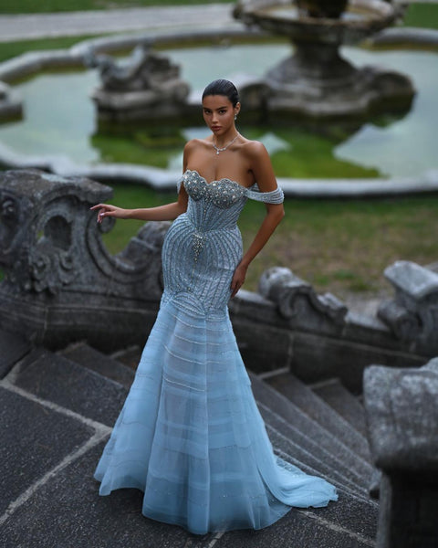 Celestia Sharaé — Handcrafted embellished couture evening gown — Style SH12043