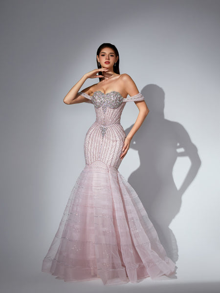 Celestia Sharaé — Handcrafted embellished couture evening gown — Style SH12043, alternate view 4