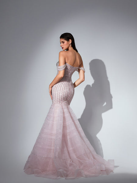 Celestia Sharaé — Handcrafted embellished couture evening gown — Style SH12043, alternate view 6