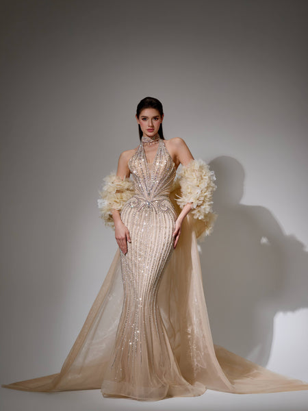 Theodora Sharaé — Handcrafted embellished couture evening gown — Style SH12045, alternate view 9