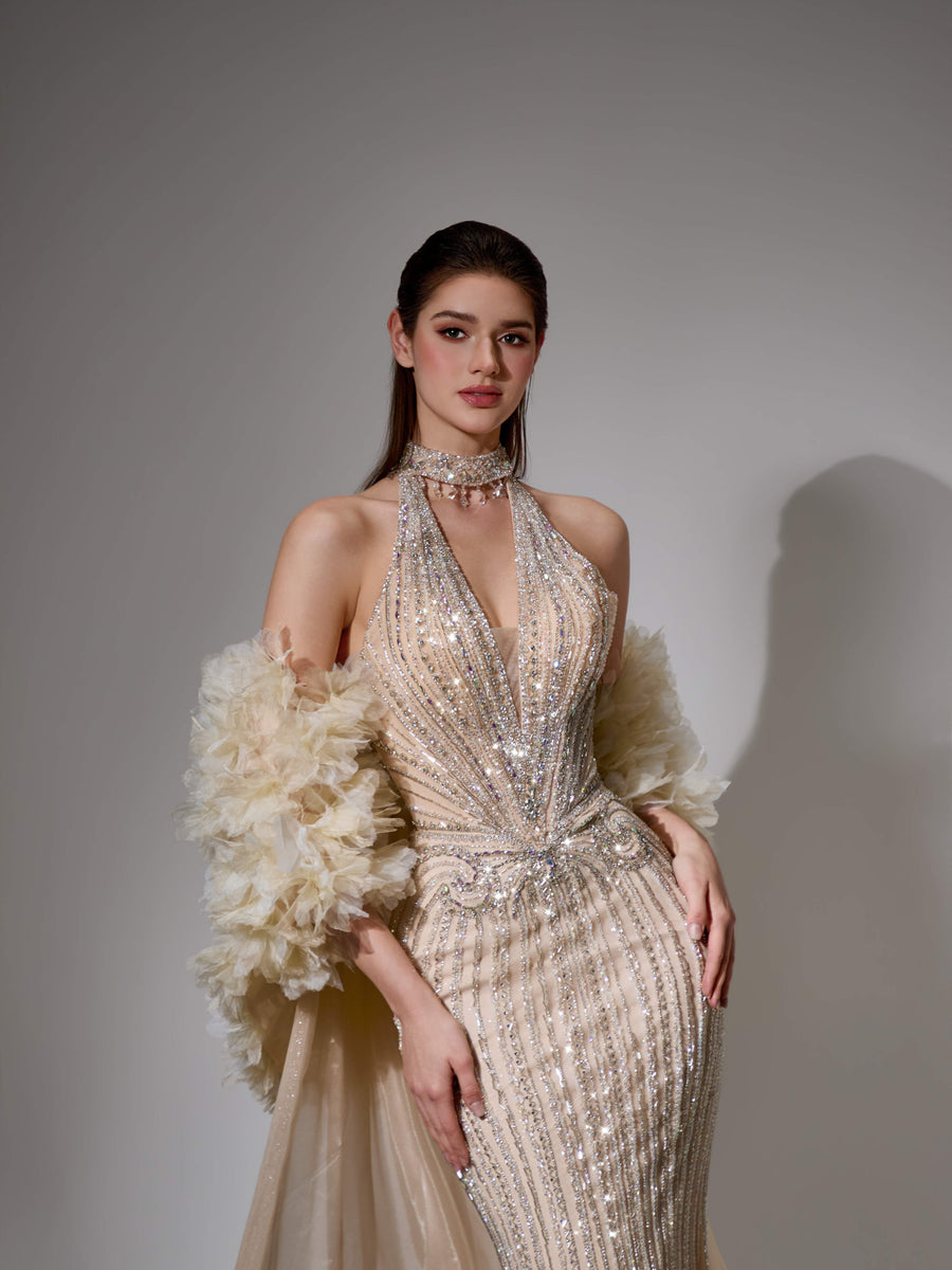 Theodora Sharaé — Handcrafted embellished couture evening gown — Style SH12045, alternate view 10