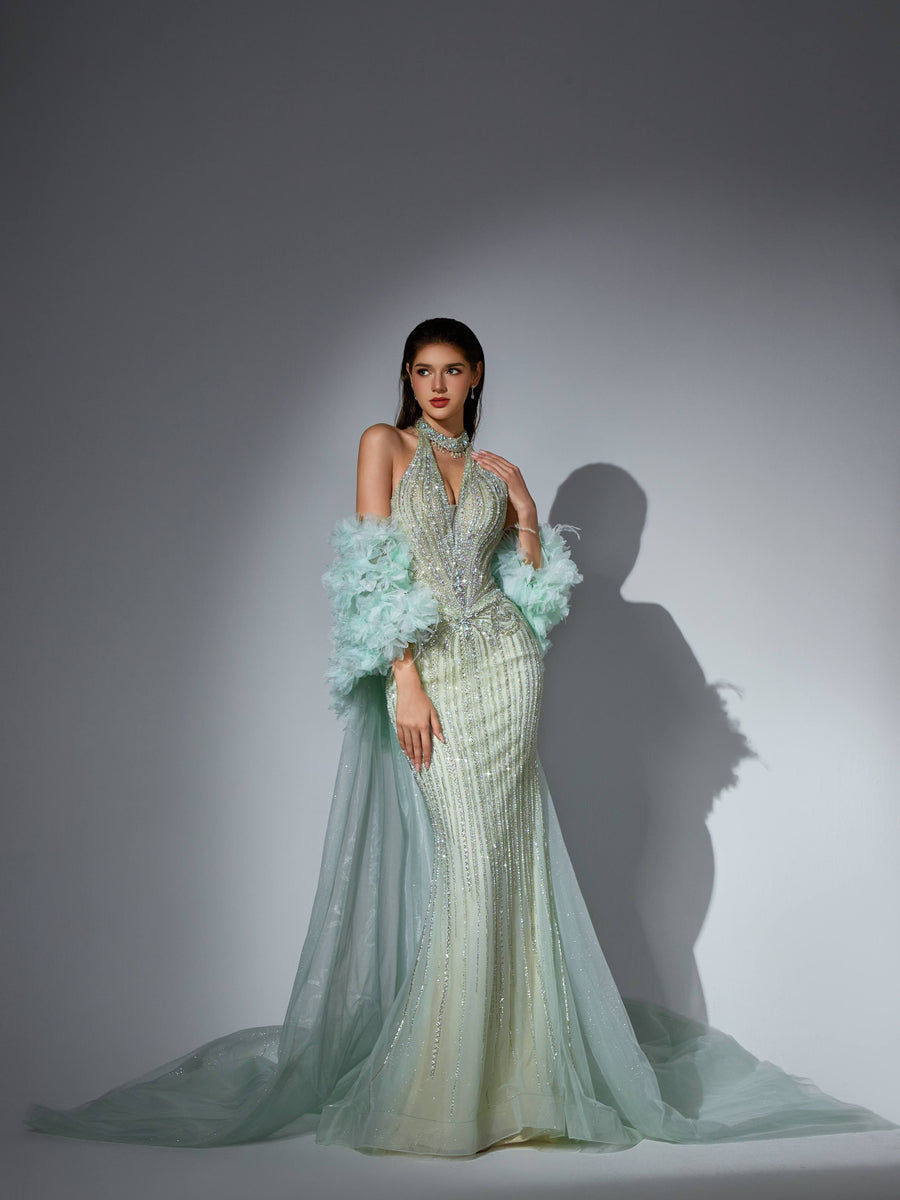 Theodora Sharaé — Handcrafted embellished couture evening gown — Style SH12045, alternate view 12