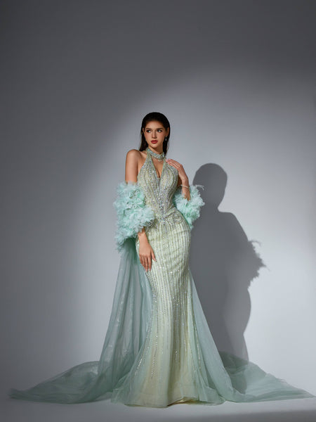 Theodora Sharaé — Handcrafted embellished couture evening gown — Style SH12045, alternate view 12