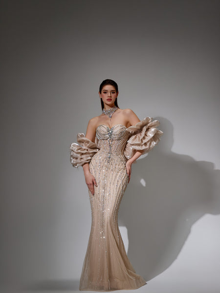 Octavia Sharaé — Handcrafted embellished couture evening gown — Style SH12049, alternate view 4