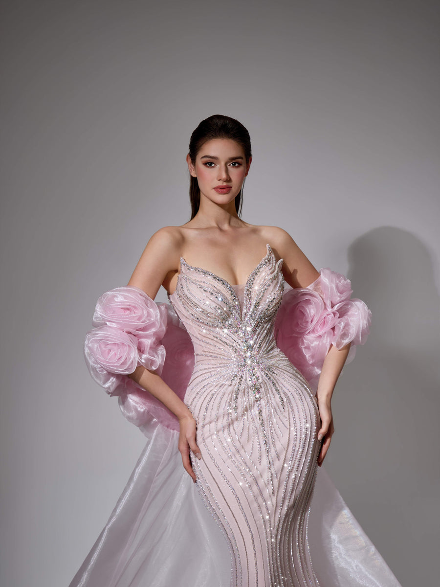 Samara Sharaé — Handcrafted embellished couture evening gown — Style SH12052, alternate view 12