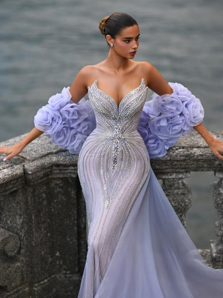 Samara Sharaé — Handcrafted embellished couture evening gown — Style SH12052