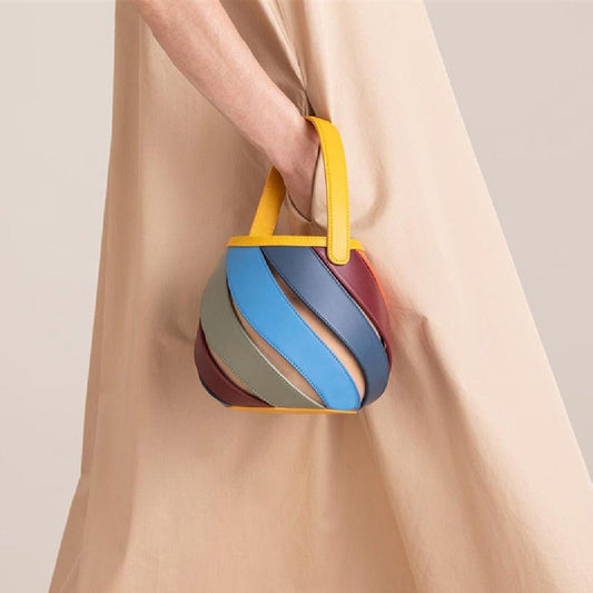 Splicing Bucket Pack Cylinder Type Single Shoulder Bag - Opulent Empire