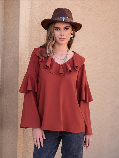 Statement Collar Long Sleeve Blouse - Opulent EmpireStatement Collar Long Sleeve BlouseOpulent Empire