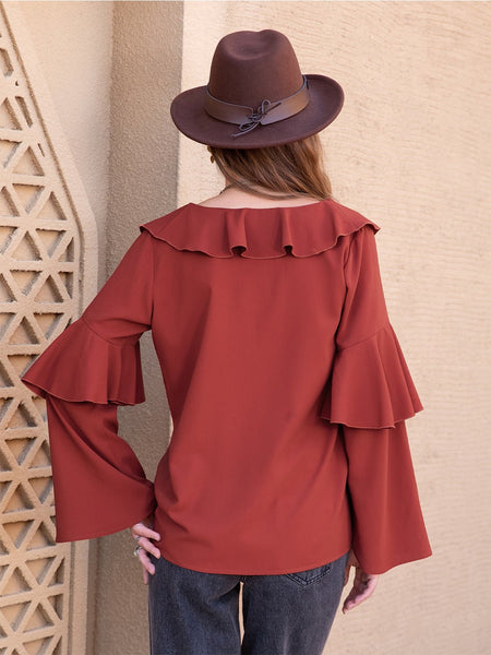 Statement Collar Long Sleeve Blouse - Opulent EmpireStatement Collar Long Sleeve BlouseOpulent Empire