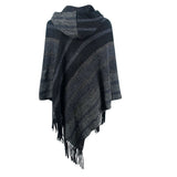 Striped Fringe Hem Hooded Poncho - Opulent EmpireStriped Fringe Hem Hooded PonchoOpulent EmpireClothing