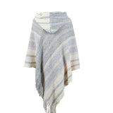 Striped Fringe Hem Hooded Poncho - Opulent EmpireStriped Fringe Hem Hooded PonchoOpulent EmpireClothing