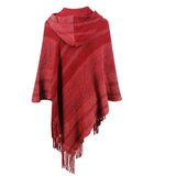 Striped Fringe Hem Hooded Poncho - Opulent EmpireStriped Fringe Hem Hooded PonchoOpulent EmpireClothing