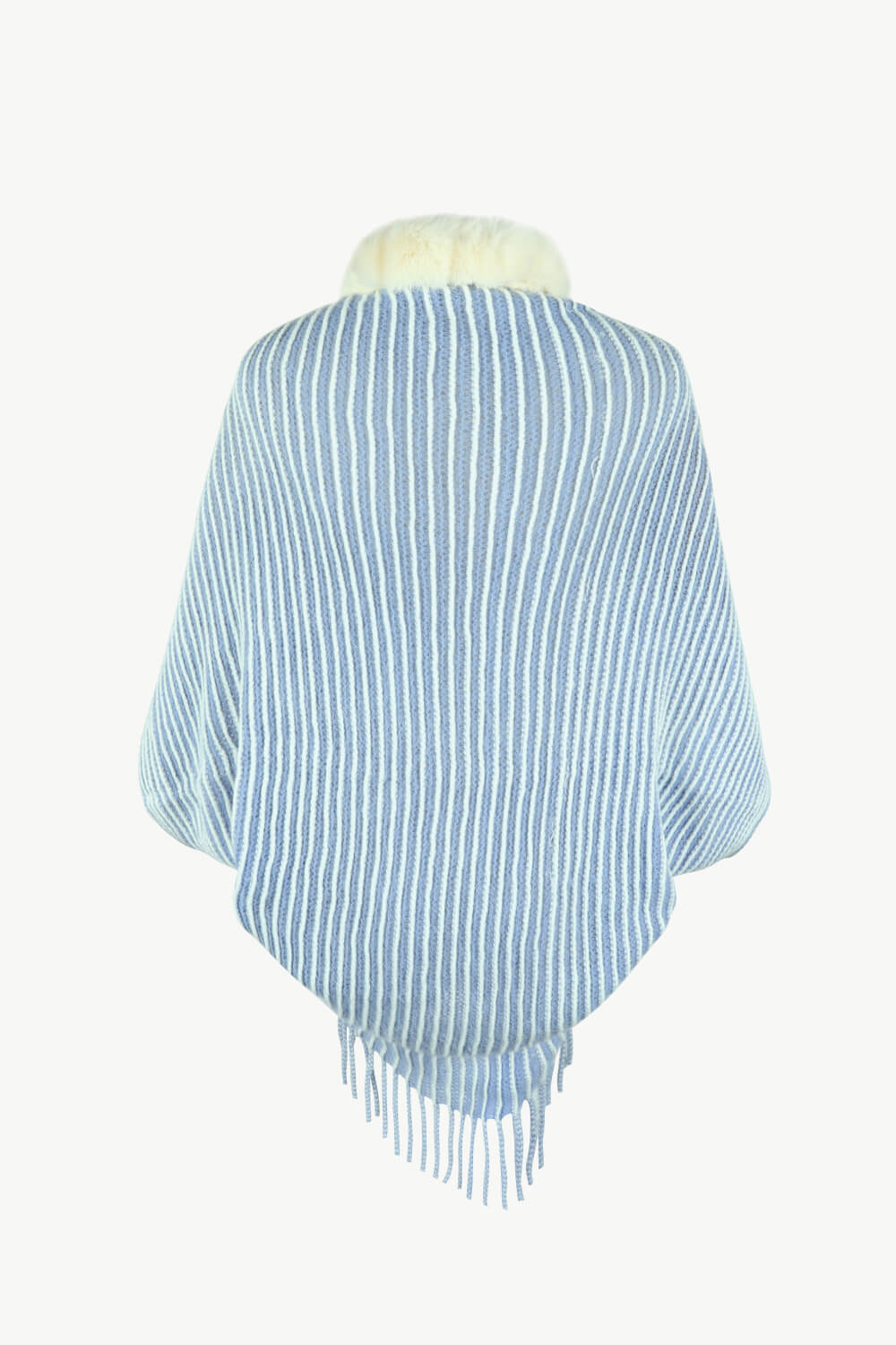 Striped Open Front Fringe Poncho - Opulent EmpireStriped Open Front Fringe PonchoOpulent EmpireClothing