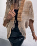 Striped Open Front Fringe Poncho - Opulent EmpireStriped Open Front Fringe PonchoOpulent EmpireClothing