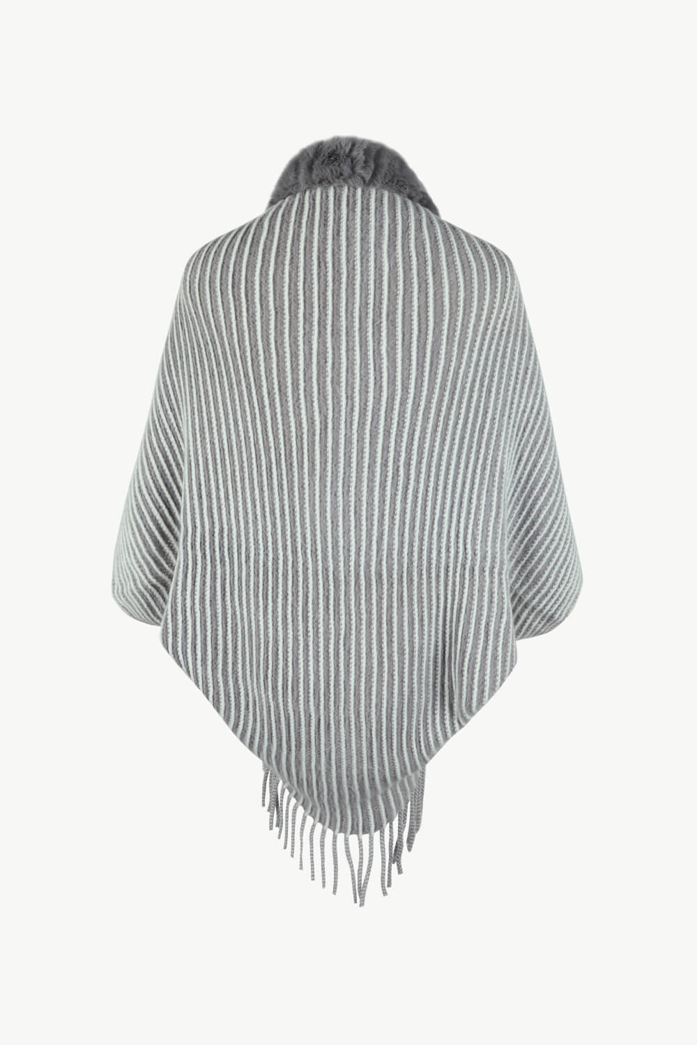 Striped Open Front Fringe Poncho - Opulent EmpireStriped Open Front Fringe PonchoOpulent EmpireClothing