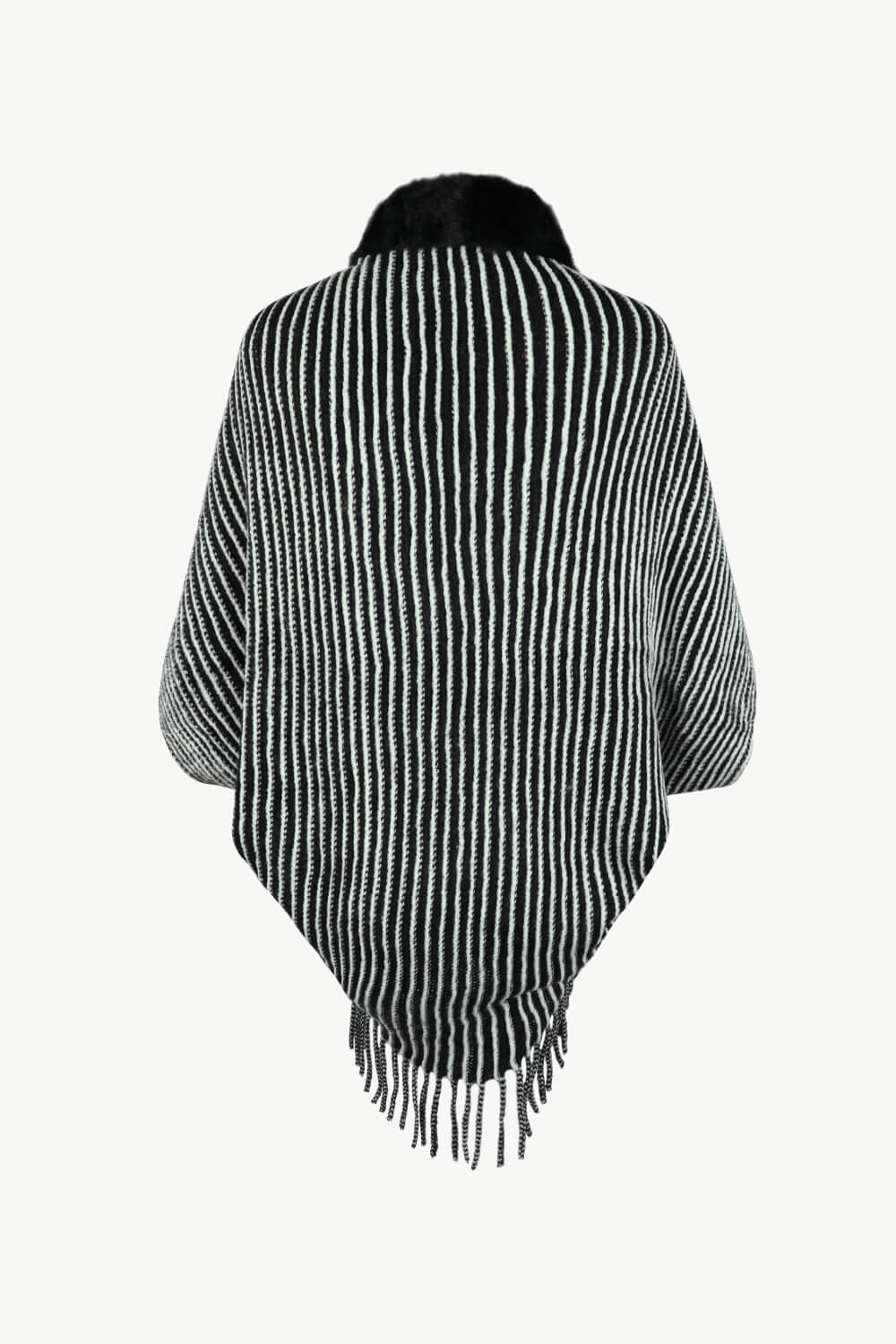 Striped Open Front Fringe Poncho - Opulent EmpireStriped Open Front Fringe PonchoOpulent EmpireClothing