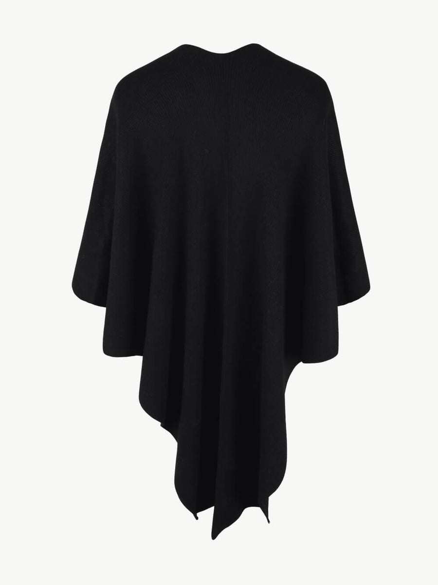 Surplice Neck Pom-Pom Trim Poncho - Opulent EmpireSurplice Neck Pom-Pom Trim PonchoOpulent EmpireClothing