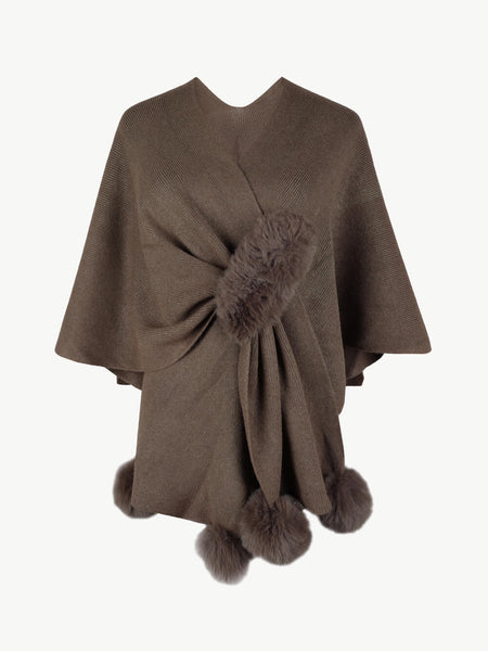 Surplice Neck Pom-Pom Trim Poncho - Opulent EmpireSurplice Neck Pom-Pom Trim PonchoOpulent EmpireClothing