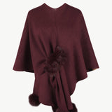 Surplice Neck Pom-Pom Trim Poncho - Opulent EmpireSurplice Neck Pom-Pom Trim PonchoOpulent EmpireClothing