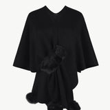 Surplice Neck Pom-Pom Trim Poncho - Opulent EmpireSurplice Neck Pom-Pom Trim PonchoOpulent EmpireClothing