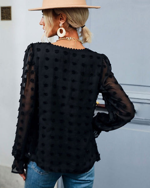 Swiss Dot Peplum Blouse - Opulent EmpireSwiss Dot Peplum BlouseOpulent Empire