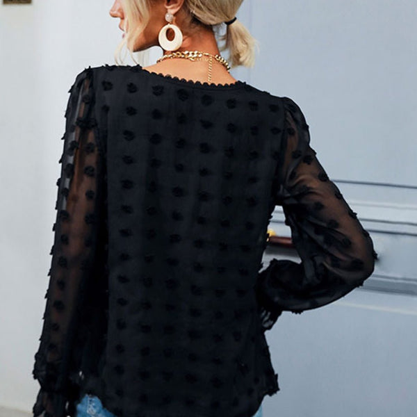 Swiss Dot Peplum Blouse - Opulent EmpireSwiss Dot Peplum BlouseOpulent Empire