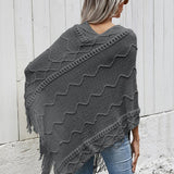 Texture Fringe Hem Poncho - Opulent EmpireTexture Fringe Hem PonchoOpulent EmpireClothing