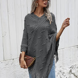 Texture Fringe Hem Poncho - Opulent EmpireTexture Fringe Hem PonchoOpulent EmpireClothing