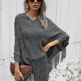 Texture Fringe Hem Poncho - Opulent EmpireTexture Fringe Hem PonchoOpulent EmpireClothing