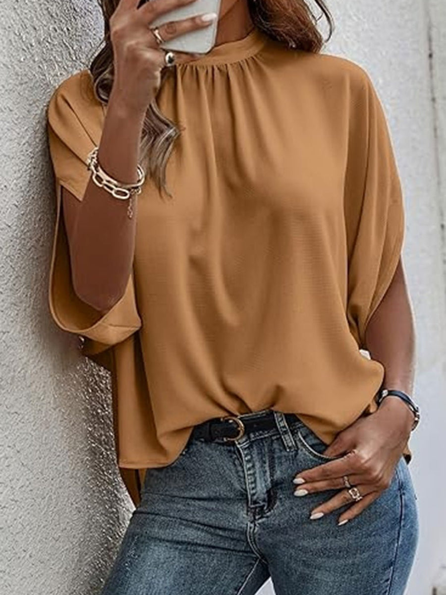 Tie Back Slit Half Sleeve Blouse - Opulent EmpireTie Back Slit Half Sleeve BlouseOpulent Empire