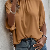 Tie Back Slit Half Sleeve Blouse - Opulent EmpireTie Back Slit Half Sleeve BlouseOpulent Empire