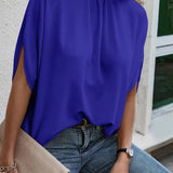 Tie Back Slit Half Sleeve Blouse - Opulent EmpireTie Back Slit Half Sleeve BlouseOpulent Empire