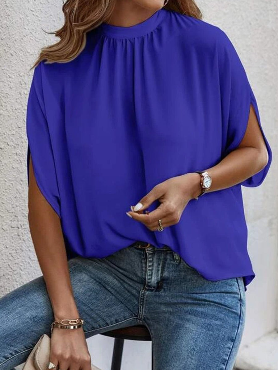 Tie Back Slit Half Sleeve Blouse - Opulent EmpireTie Back Slit Half Sleeve BlouseOpulent Empire