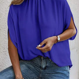 Tie Back Slit Half Sleeve Blouse - Opulent EmpireTie Back Slit Half Sleeve BlouseOpulent Empire