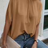 Tie Back Slit Half Sleeve Blouse - Opulent EmpireTie Back Slit Half Sleeve BlouseOpulent Empire