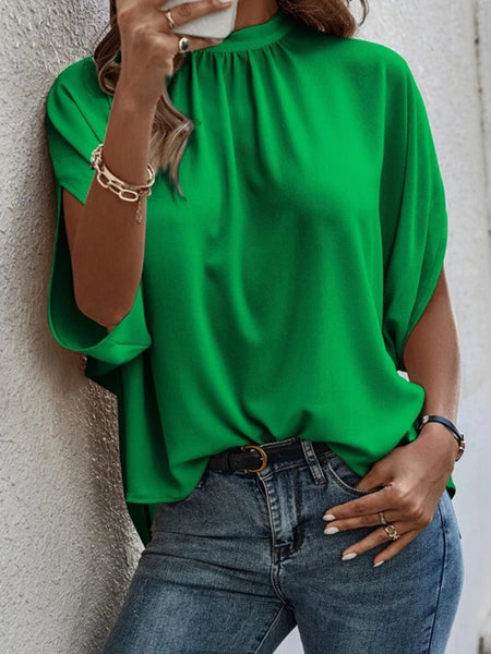 Tie Back Slit Half Sleeve Blouse - Opulent EmpireTie Back Slit Half Sleeve BlouseOpulent Empire