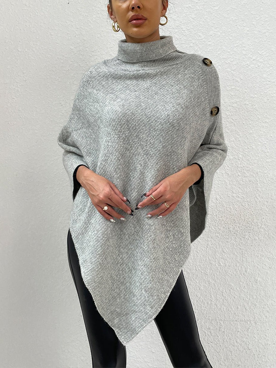 Turtleneck Buttoned Poncho - Opulent EmpireTurtleneck Buttoned PonchoOpulent EmpireClothing