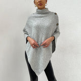 Turtleneck Buttoned Poncho - Opulent EmpireTurtleneck Buttoned PonchoOpulent EmpireClothing