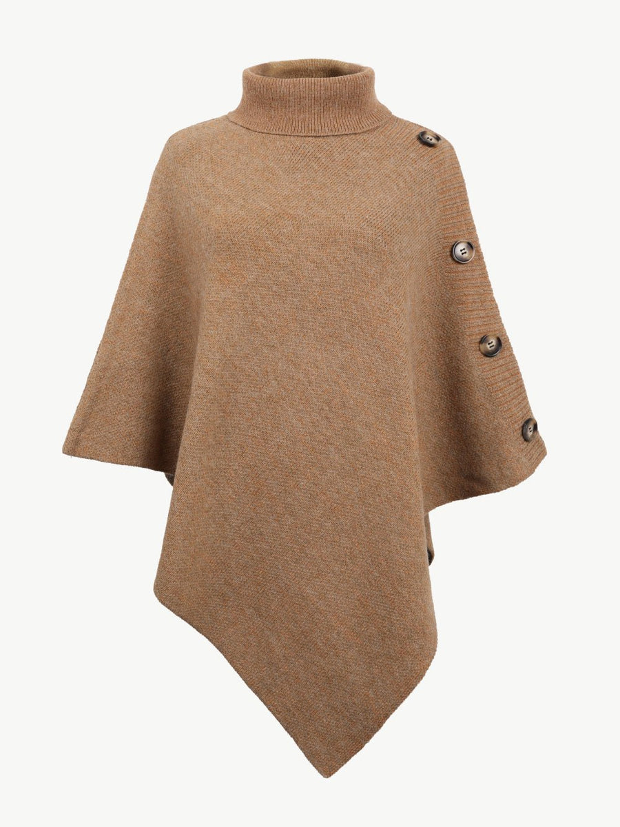 Turtleneck Buttoned Poncho - Opulent EmpireTurtleneck Buttoned PonchoOpulent EmpireClothing