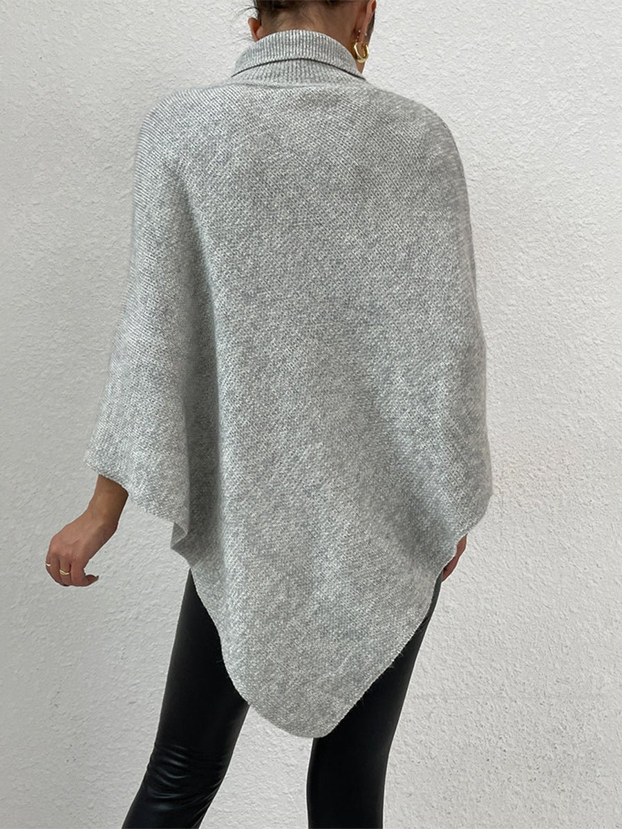 Turtleneck Buttoned Poncho - Opulent EmpireTurtleneck Buttoned PonchoOpulent EmpireClothing